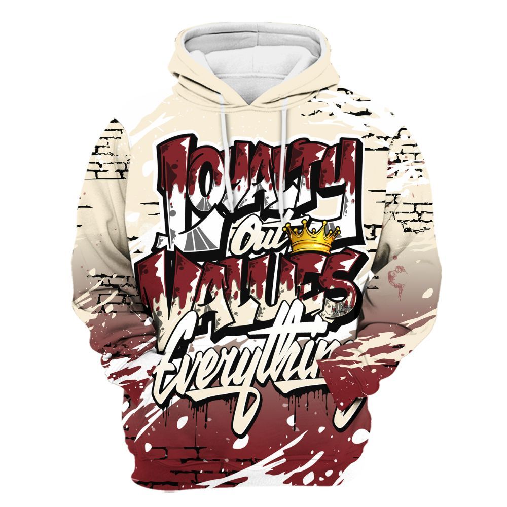 Hoodie To Match Valentine's Day 2026 4s - Values Of Loyalty Drip All Over Print