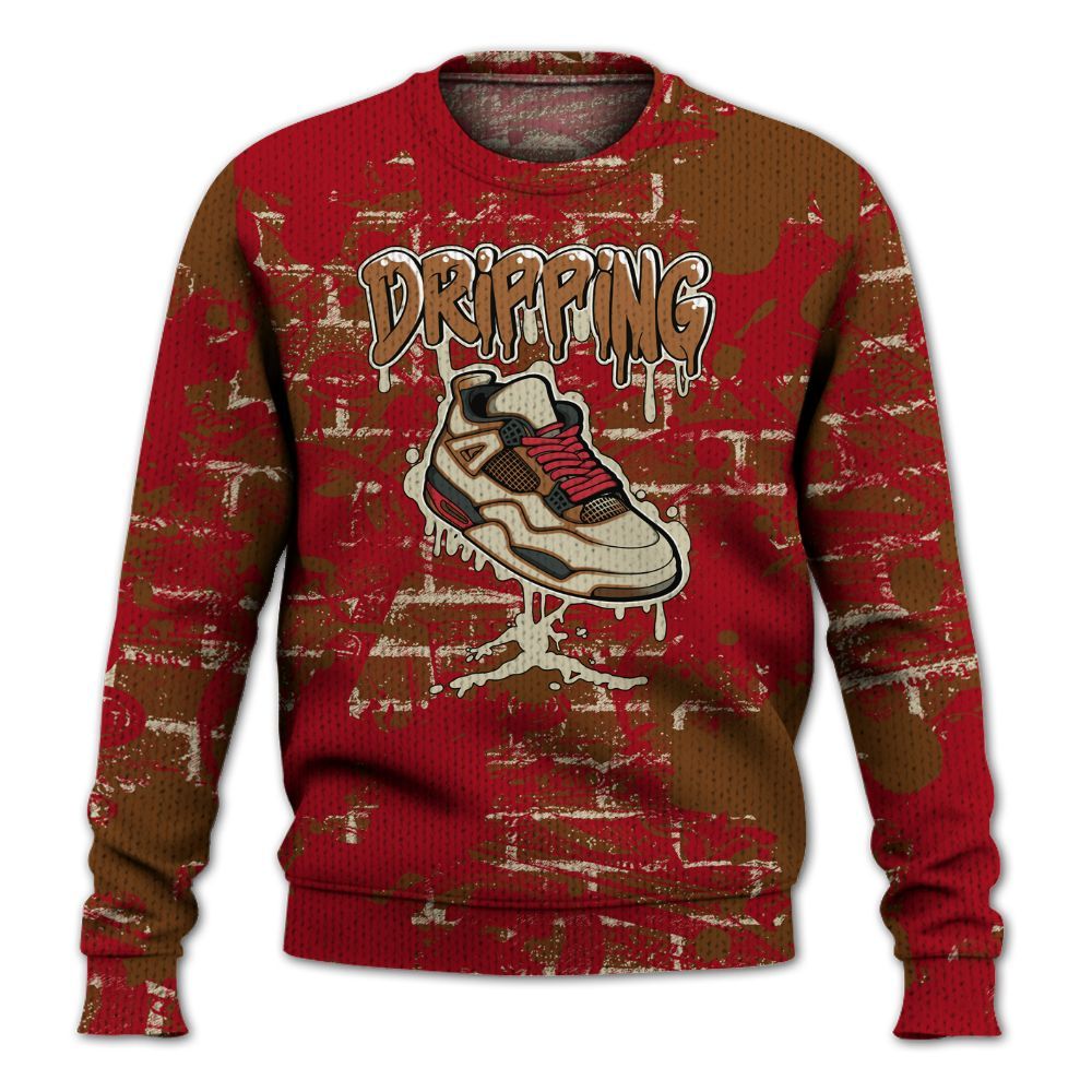 Knitted Sweater To Match Archaeo Brown 5s - Dripping Shoe 4S Graphic Street Art