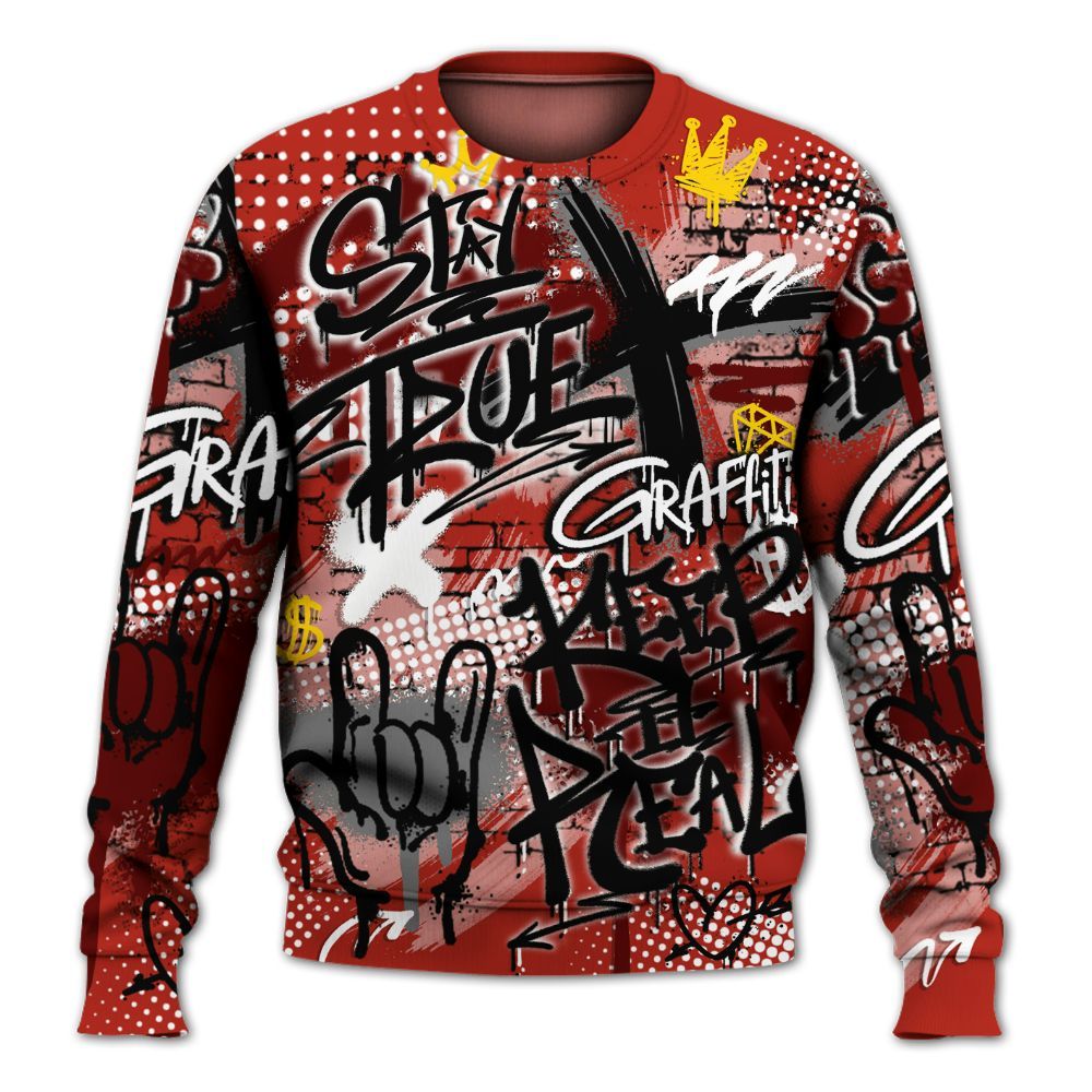 Sweatshirt To Match SP Firewood Orange 4s - True It Real Graffiti Streetwear All Over Print