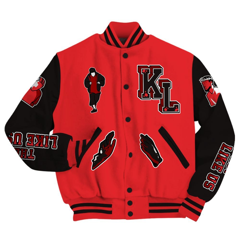 Varsity Jacket To Match Chile Red 9s - Dislike Us Graphic All Over Print