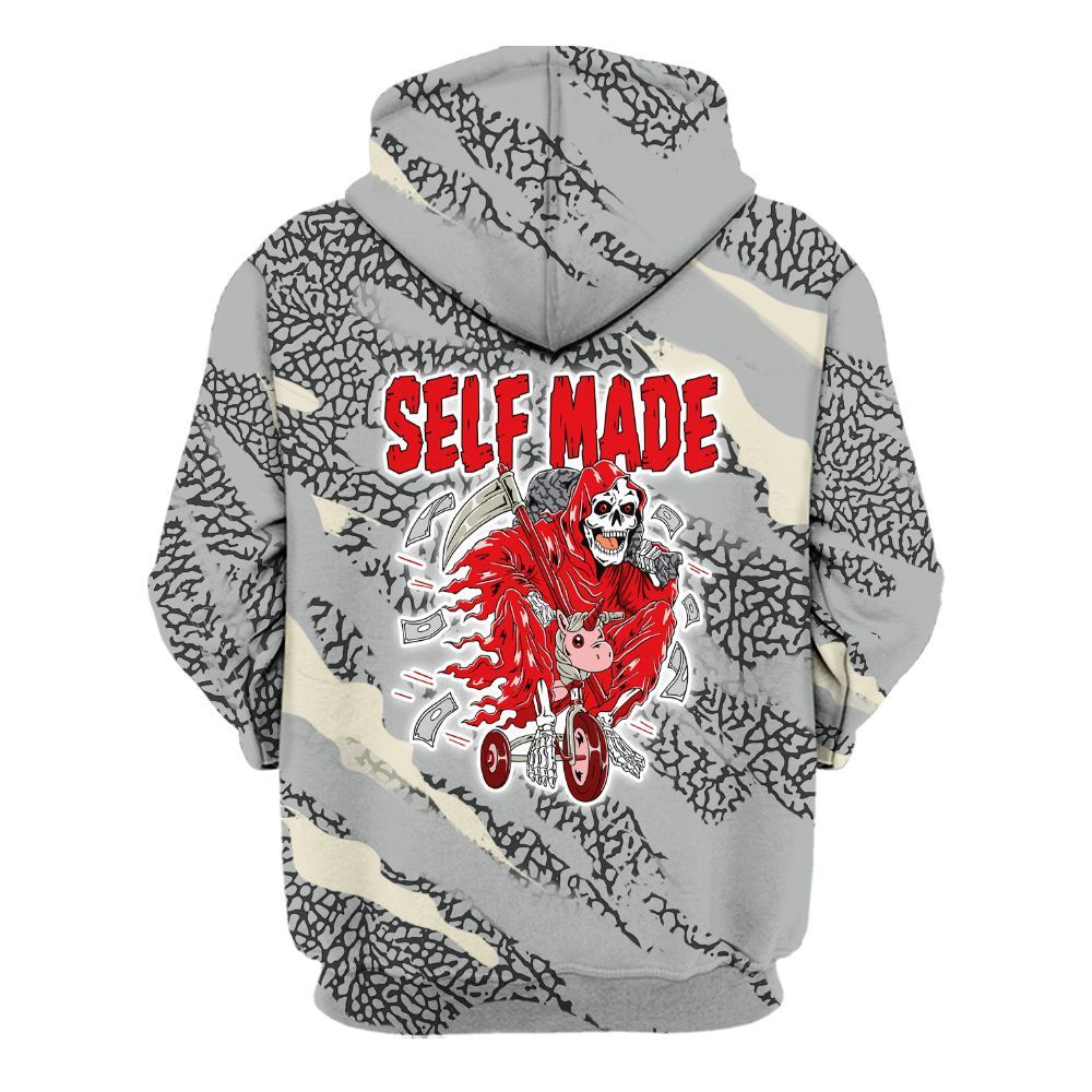 Hoodie To Match Cement Grey 3s - Self Make Skeleton Colored All Over Print