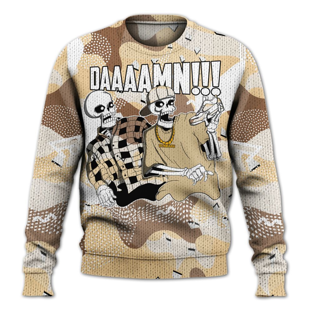 Knitted Sweater To Match Desert Camo 3s - Graphic Meme Damnn