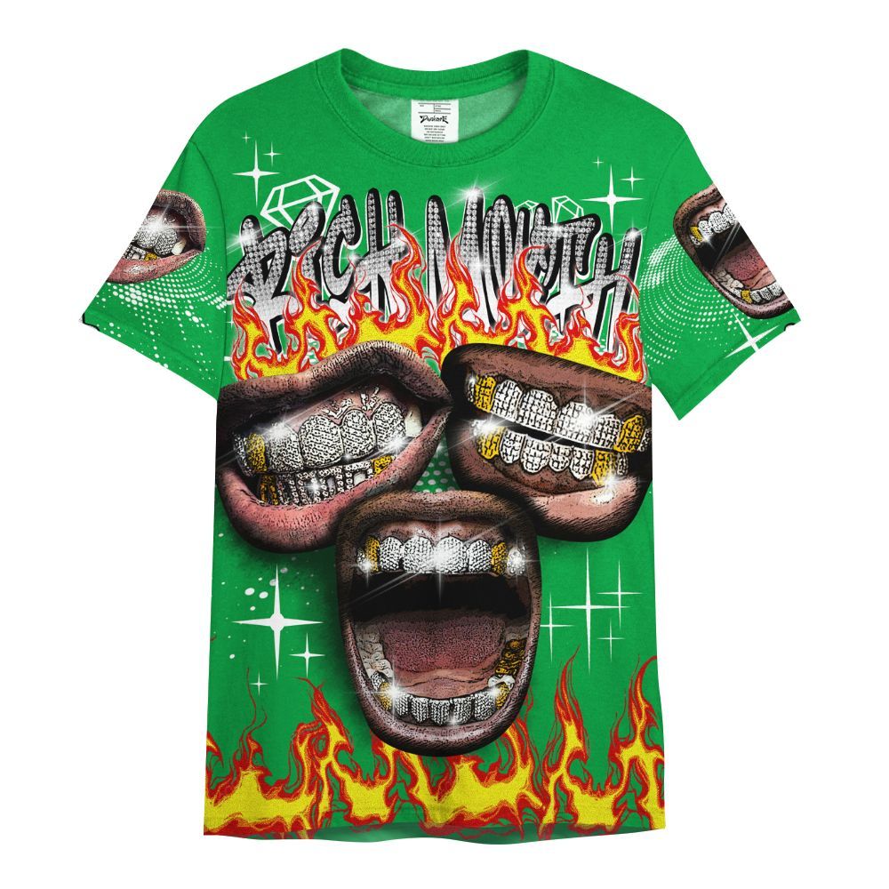 Shirt To Match Low Lucky Green 1s - Rich Mouth Fire Rap Retro 90s All Over Print