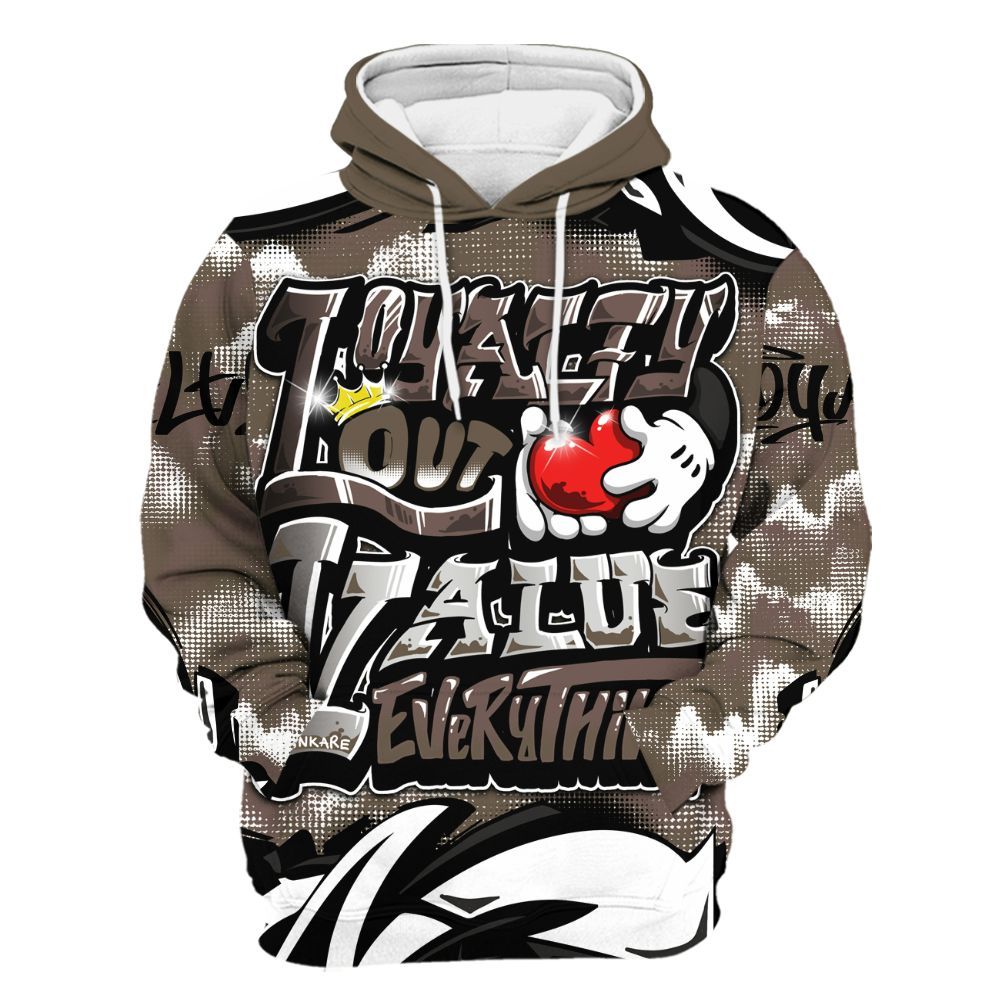 Hoodie To Match AMM Dark Mocha 4s - Loyalty Out Value Graffiti All Over Print