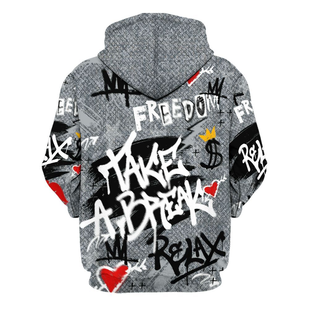 Hoodie To Match Low CNY Year Of The Snake 11s - Take Break Freedom Graffiti Streetwear All Over Print
