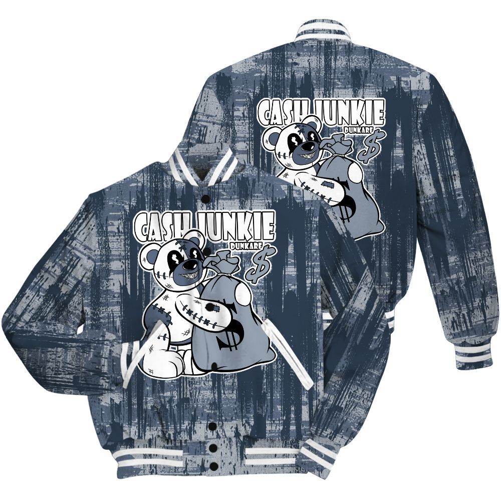 Varsity Jacket To Match Low Diffused Blue 11s Shirt - Cashs Junkie Bear Glitch Art All Over Print