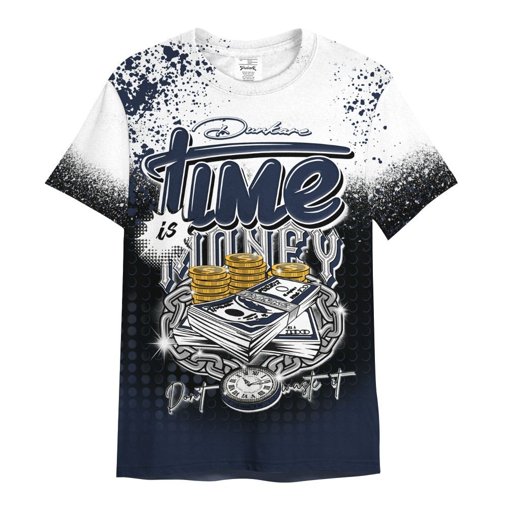 Shirt To Match Dunk Low White Midnight Navy - Halftone Time Is Money All Over Print