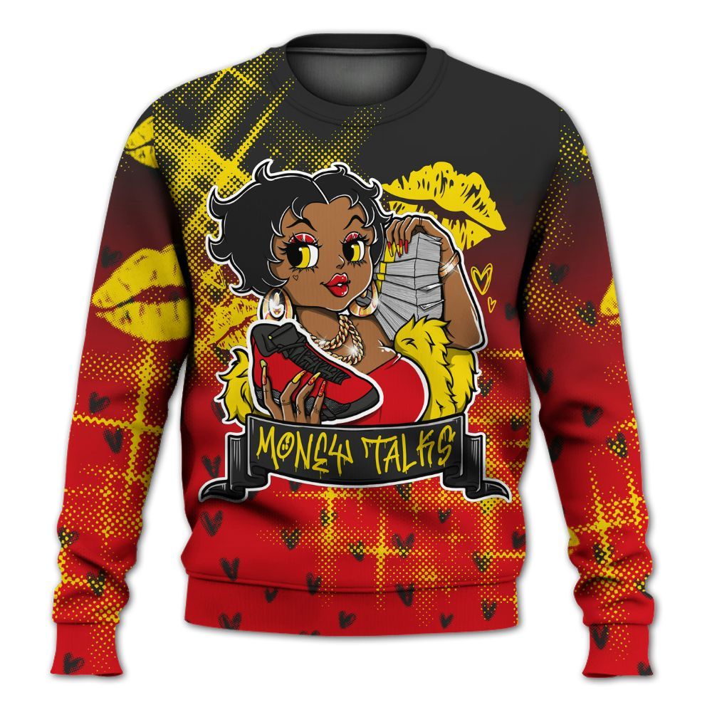 Sweatshirt To Match Ferrari 14s - Moneys Talks Girl All Over Print