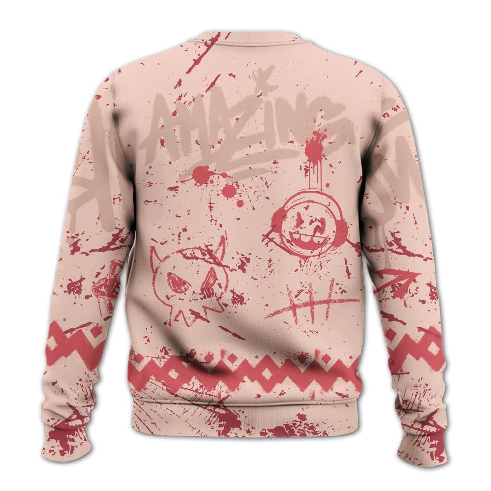 Sweatshirt To Match Washed Coral 2s Shirt, Friday Sneaker Crayon All Over Print