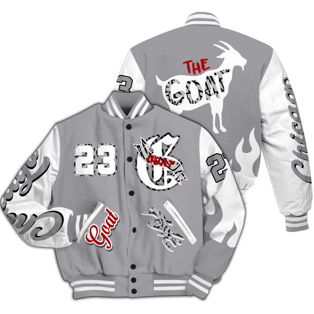 Varsity Jacket To Match Cement Grey 3s - The G.O.A.T Flight Streetwear All Over Print