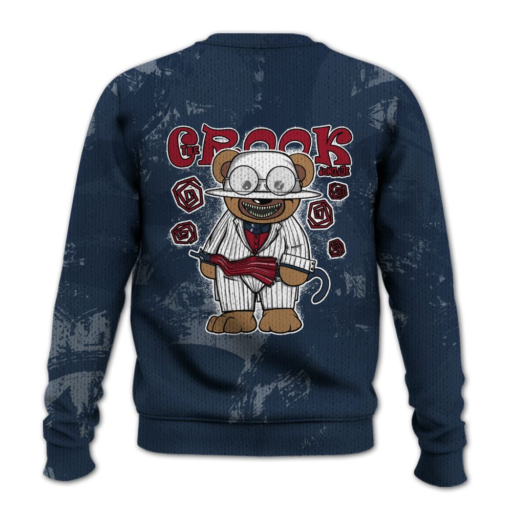 Knitted Sweater To Match White Midnight Navy 6s - Swindler Bear Circle Slpash