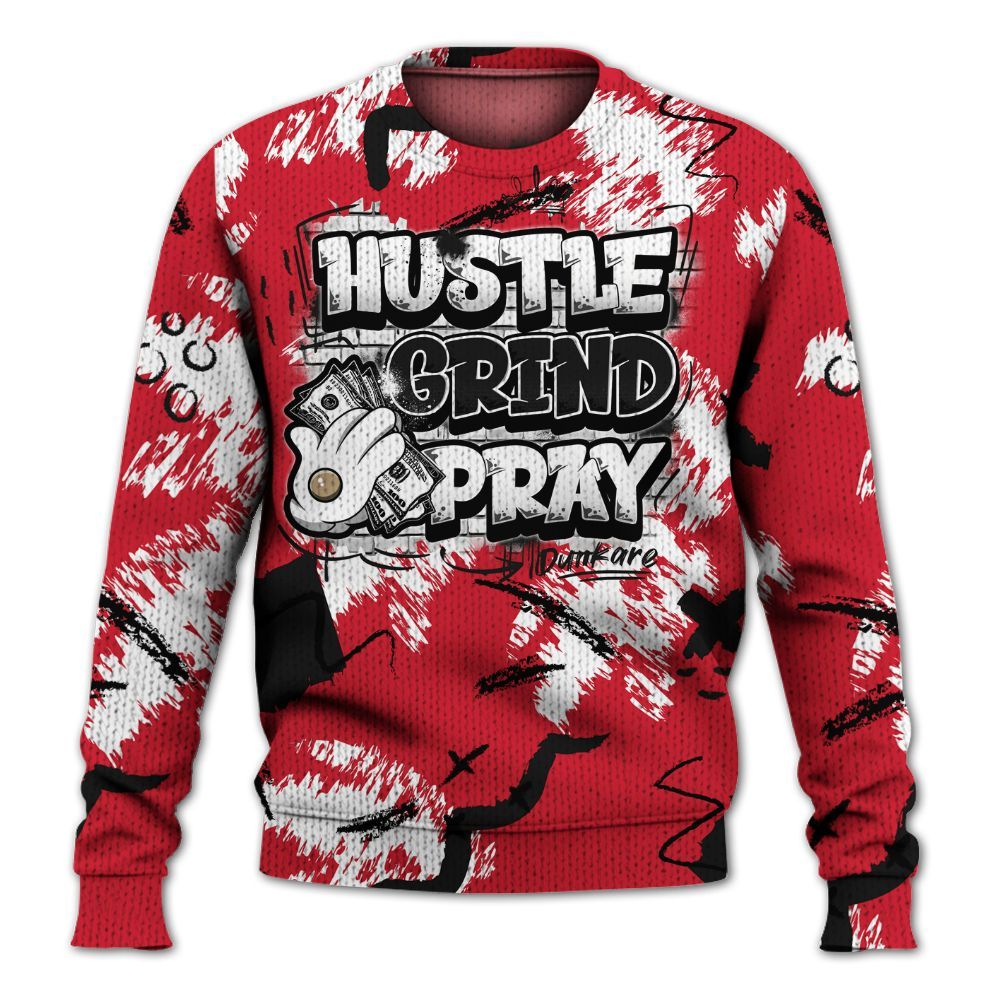 Sweater To Match Flight Club 4s - Hustle Grind Pray Graphic Street Style Graphic