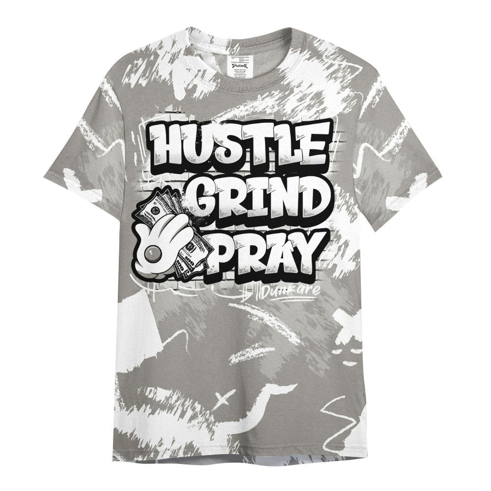 Shirt To Match Cool Grey 9s - Hustle Grind Pray Retro All Over Print