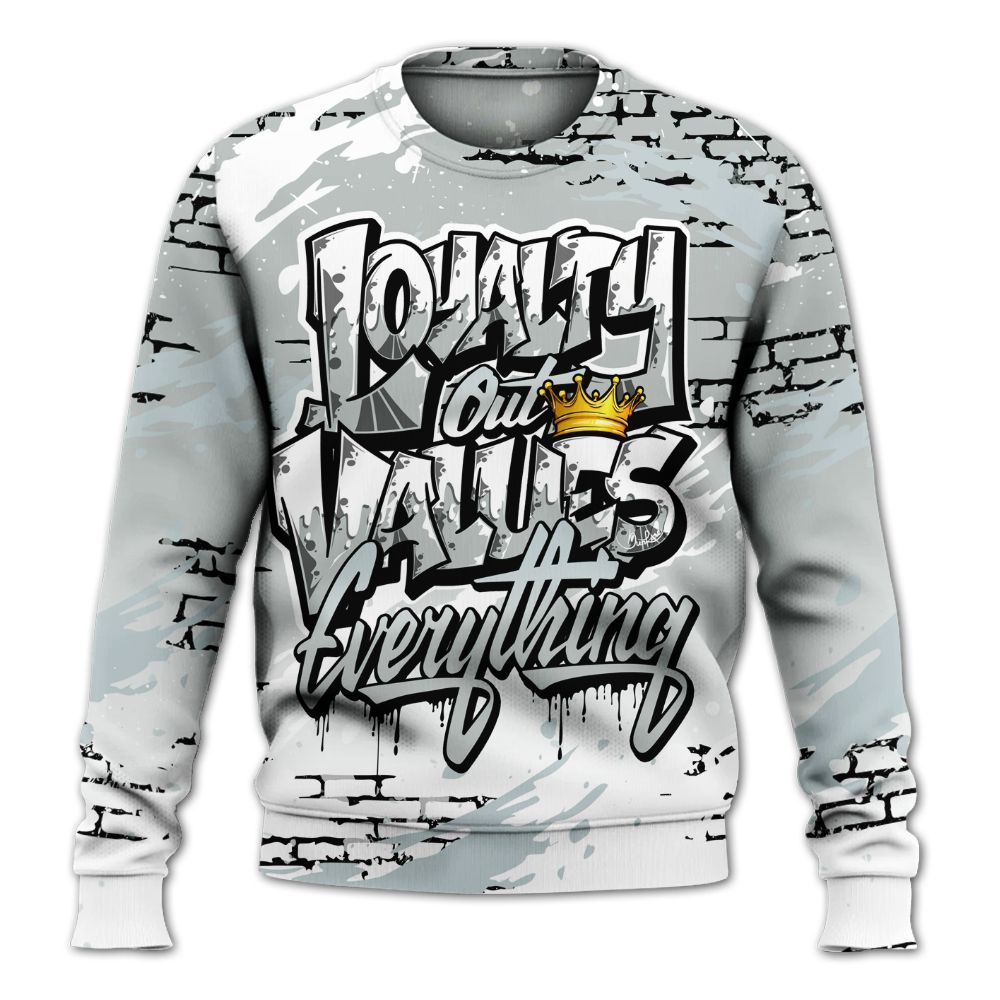 Sweatshirt To Match Black Wolf Grey 12s - Values Of Loyalty Drip All Over Print