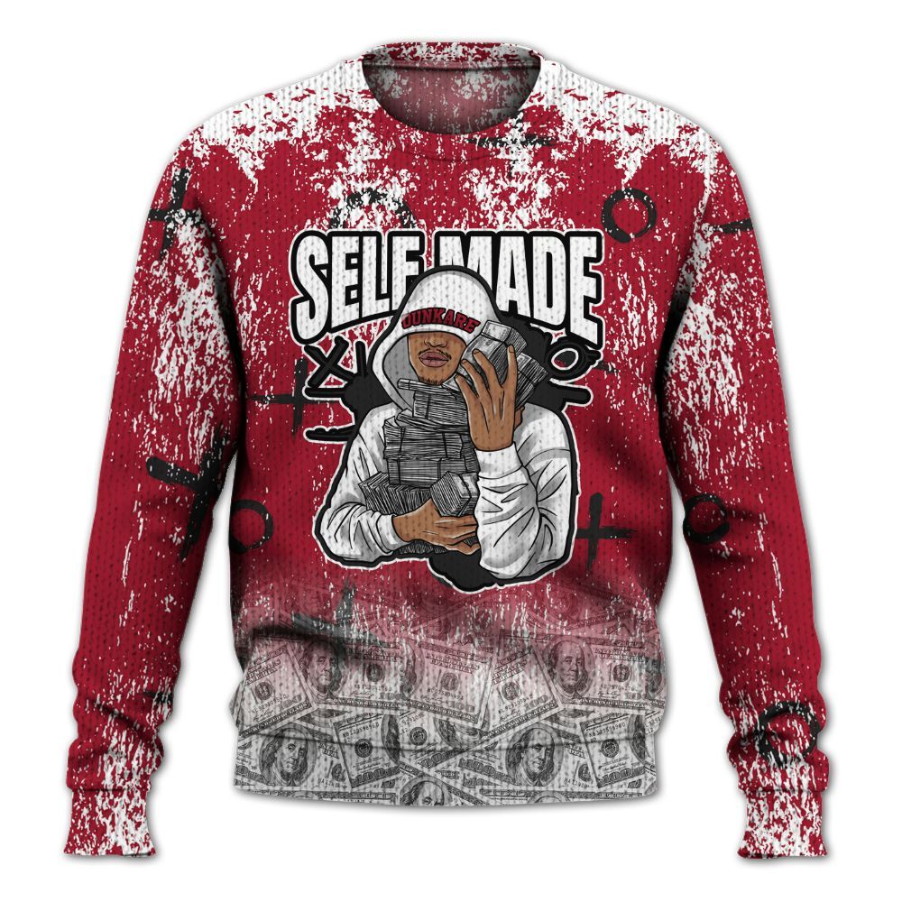 Knitted Sweater To Match High OG Black Toe Reimagined 1s - Selfmade Unique Grunge