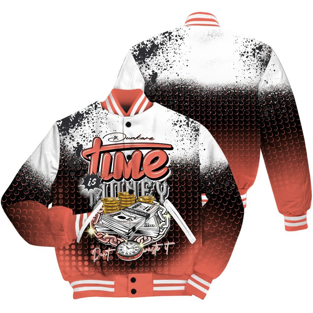 Varsity Jacket To Match Low OG PSG 1s Shirt, Halftone Time Is Money All Over Print