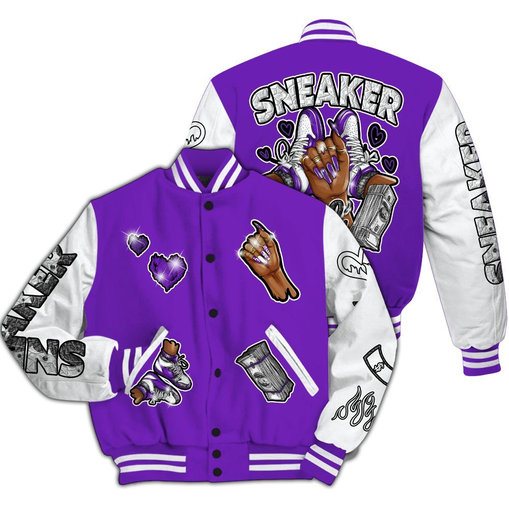 Varsity Jacket To Match Retro Dark Iris 3s - Sneakerz Girlz All Over Print