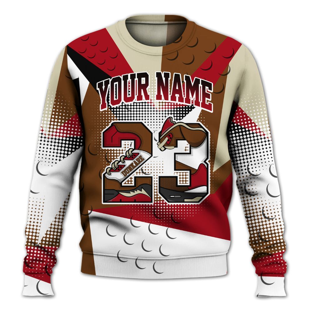 Sweatshirt To Match Archaeo Brown 5s - Poly Custom Name Number 23 5s All Over Print