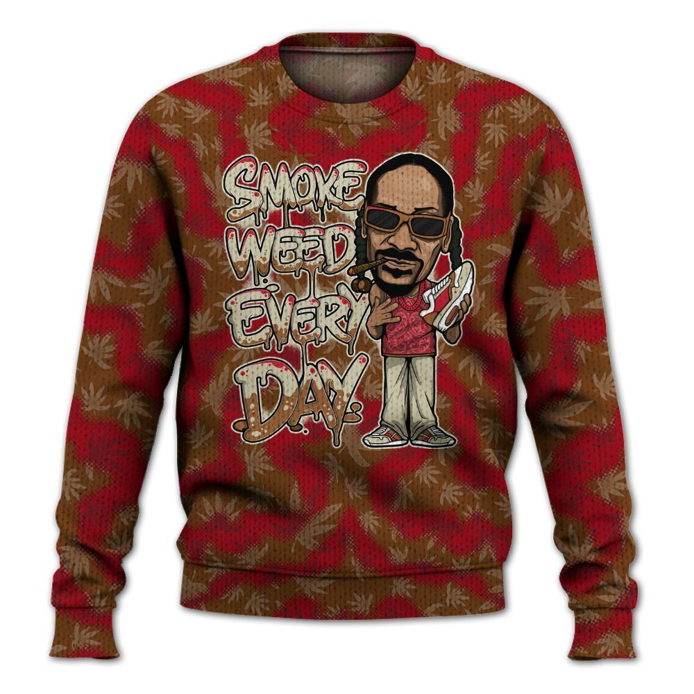 Knitted Sweater To Match Archaeo Brown 5s - Smoking Every Day Graphic Weeding Art