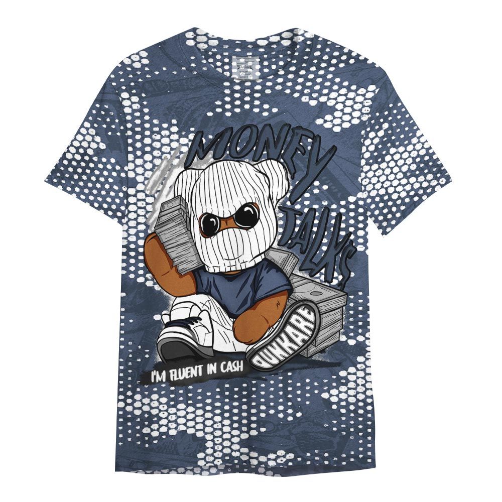 Shirt To Match Low Diffused Blue 11s - Money Talk Bear Banknotes Art Shirt Unisex