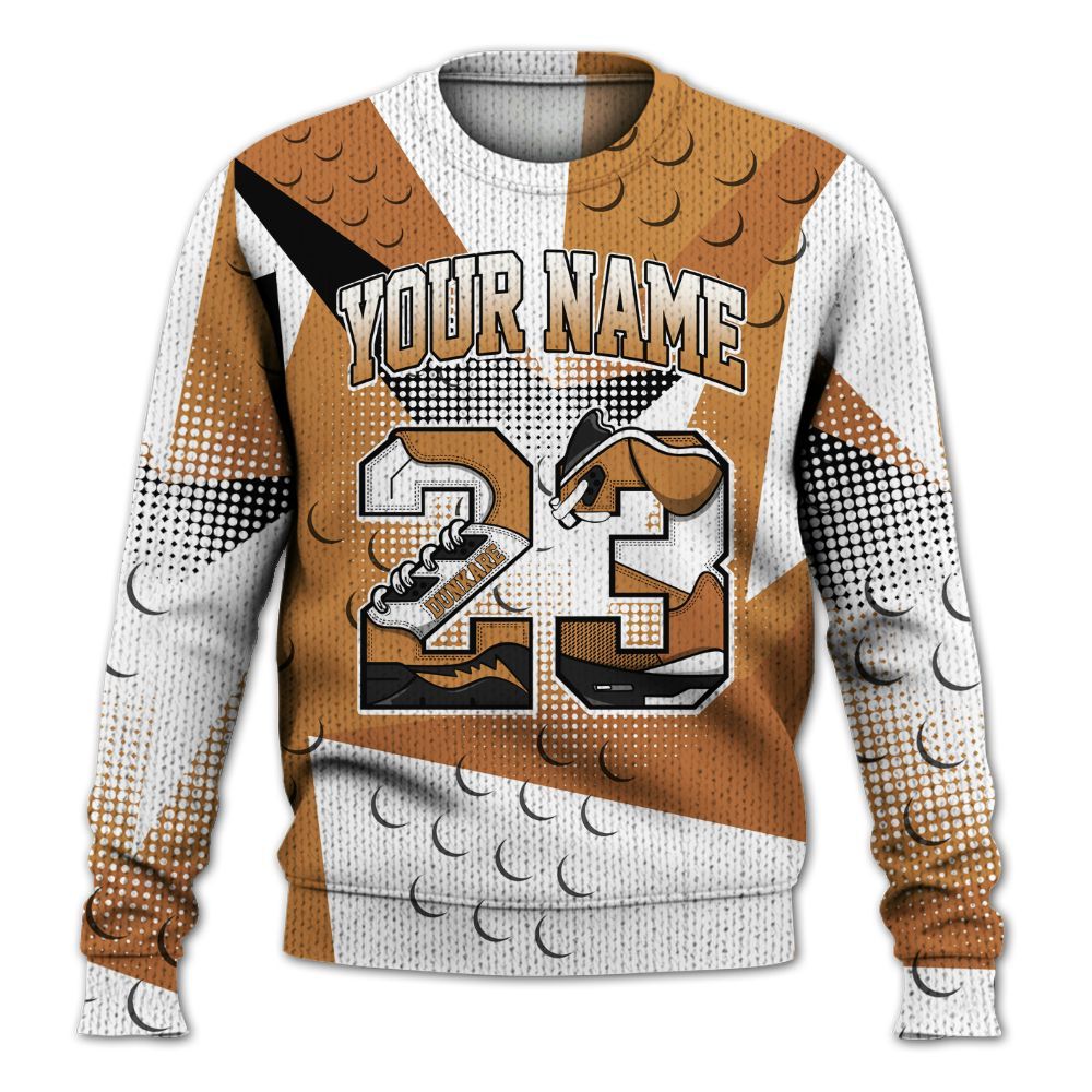 Knitted Sweater To Match Dunk Low Nature Wheat Suede - Poly Custom Name Number 23 5s