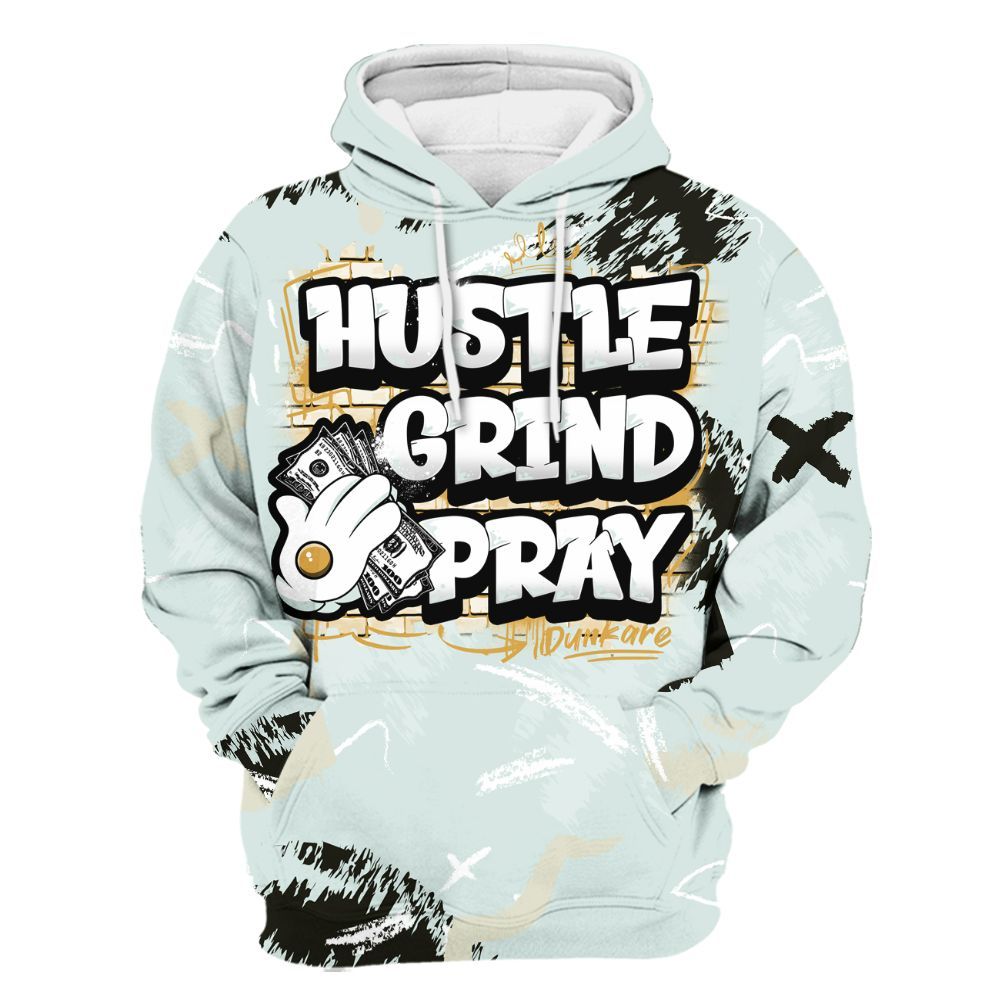 Hoodie To Match Pure Platinum 4s - Hustle Grind Pray Graphic Street Style All Over Print