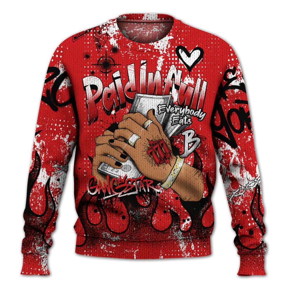 Knitted Sweater To Match Low Bred 11s - Lucky Money Paid In Full Graffiti