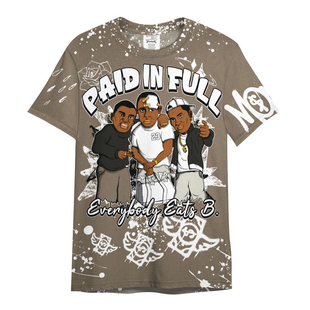 Shirt To Match Low OG Dark Mocha 1s - Everybody Paid In Full Crayon All Over Print