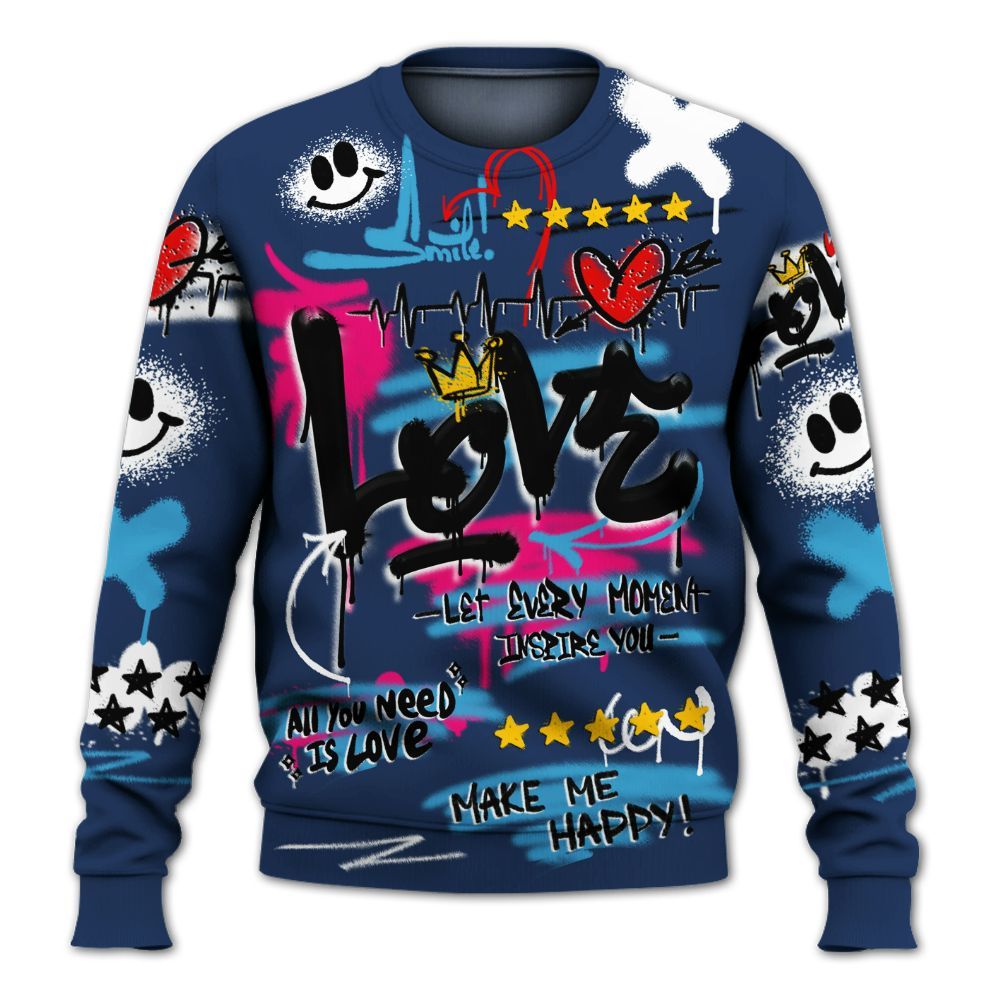 Dunkare Air Max 180 University Blue Shirt, Happy Love Beats Graffiti Streetwear All Over Print Unisex Sweatshirt