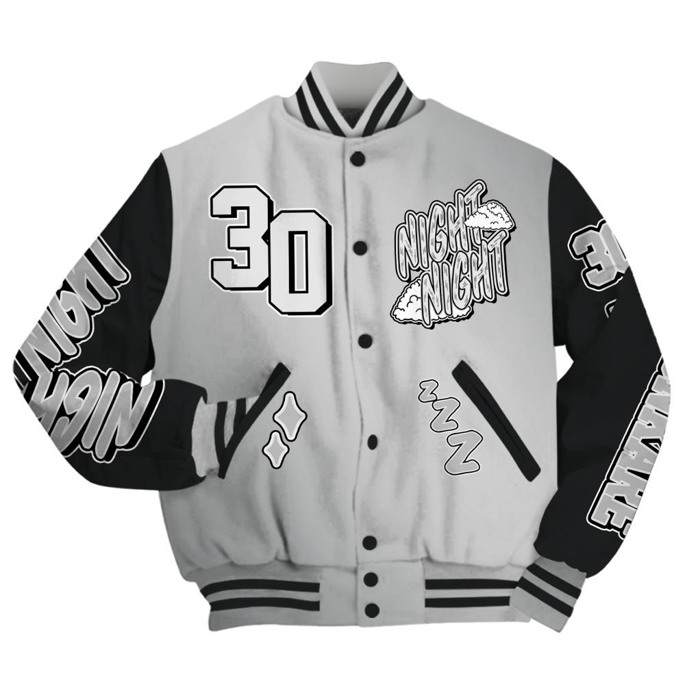 Varsity Jacket To Match Metallic Silver 14s - Seeya Skeleton All Over Print