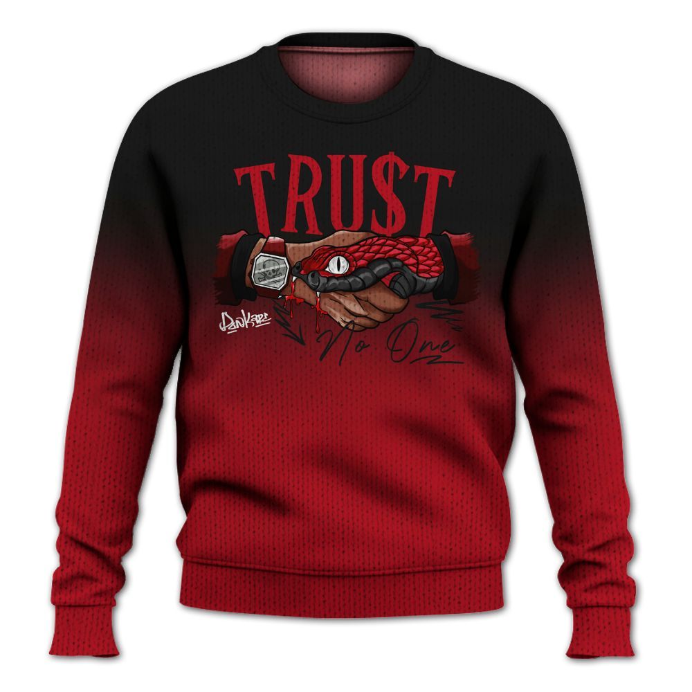 Knitted Sweater To Match Bred Velvet 11s, Trust No One Drip Streetwear