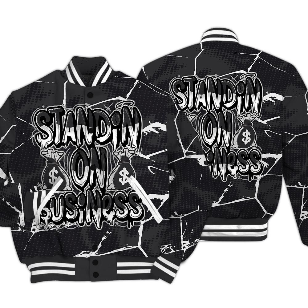 Varsity Jacket To Match White Thunder 4s - Standin' Business White Graphic Crack Varsity Jacket Unisex