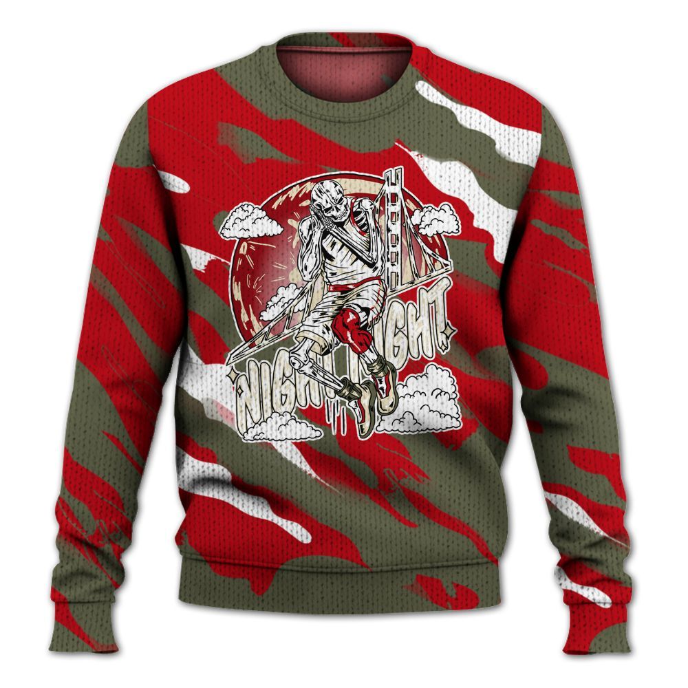 Knitted Sweater To Match Low OG Medium Olive 1s - Seeya Skeleton Colored