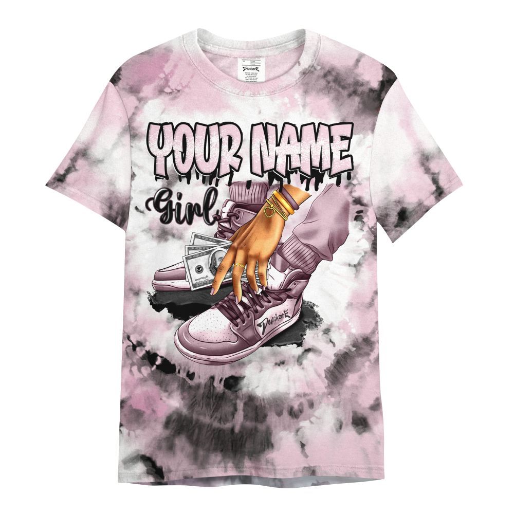 Shirt To Match Orchid 4s - Custom Name SNEAKER Girl Money Drip Tie Dye All Over Print