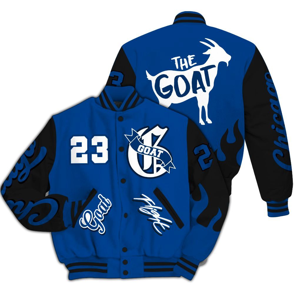 Varsity Jacket To Match Low 85 Royal 1s Shirt - The G.O.A.T Flight Streetwear All Over Print