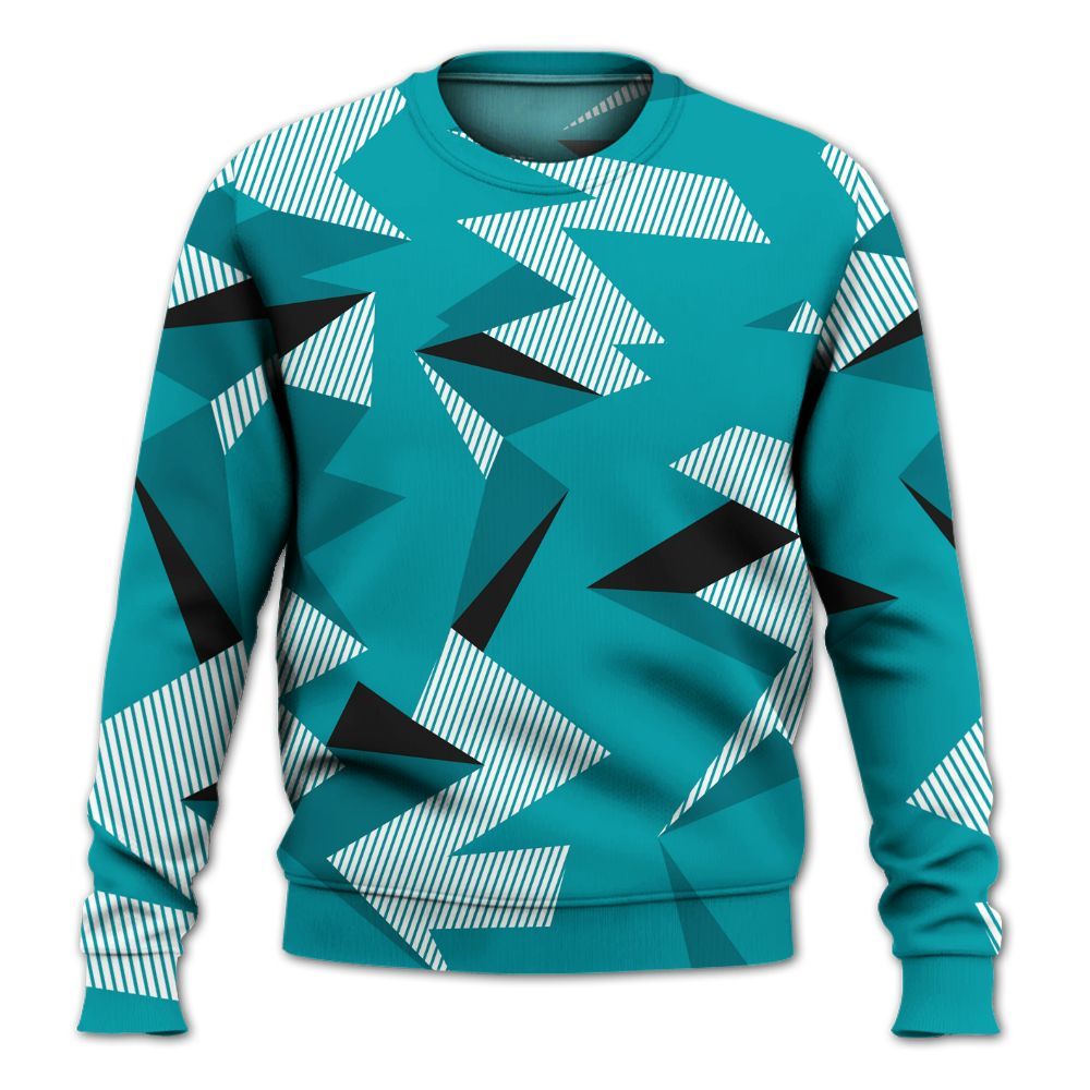 Sweatshirt To Match Air Griffey Max Aquamarine 1s - Geometric Camouflage Pattern All Over Print