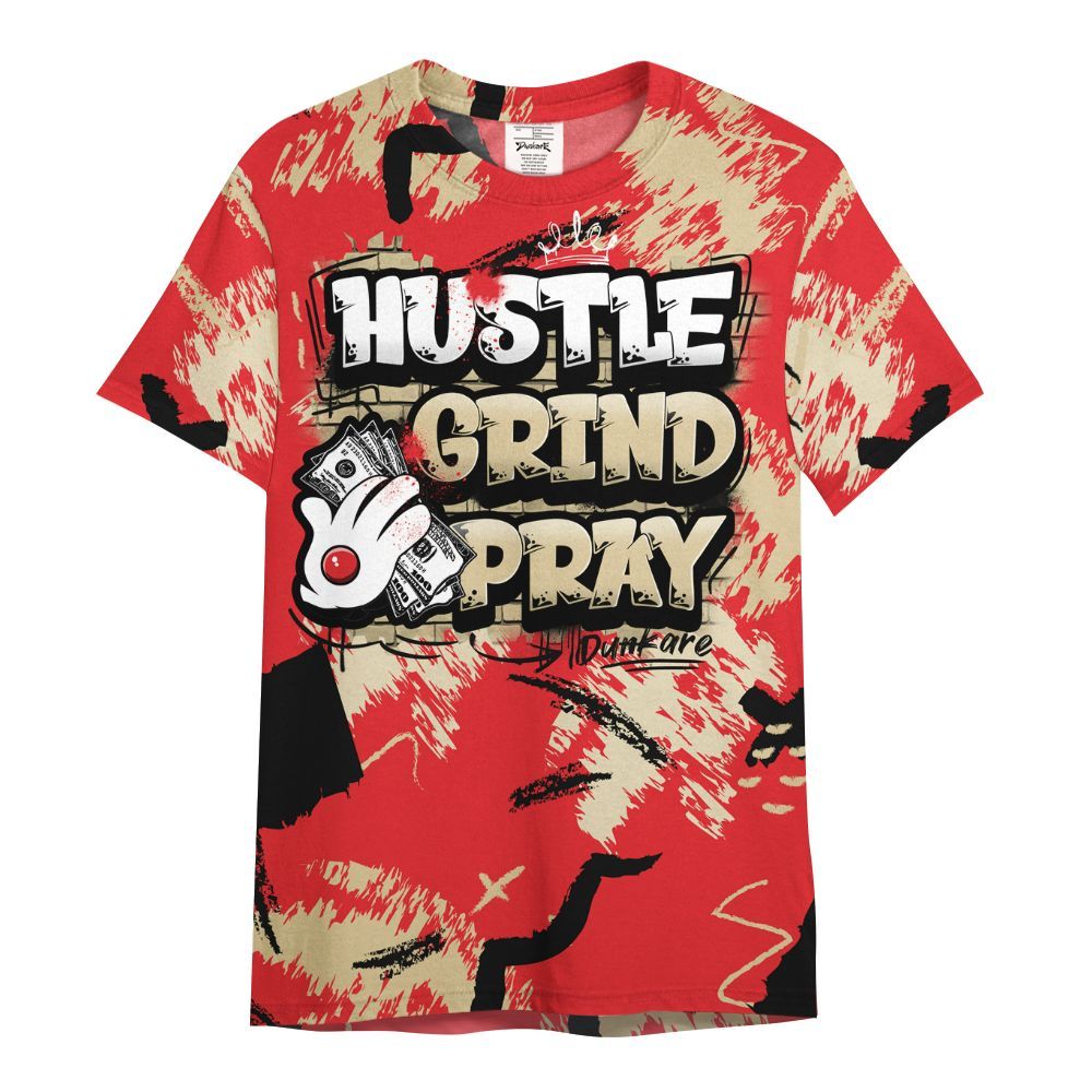 Shirt To Match Prime 93 Fire Red - Hustle Grind Pray Retro All Over Print