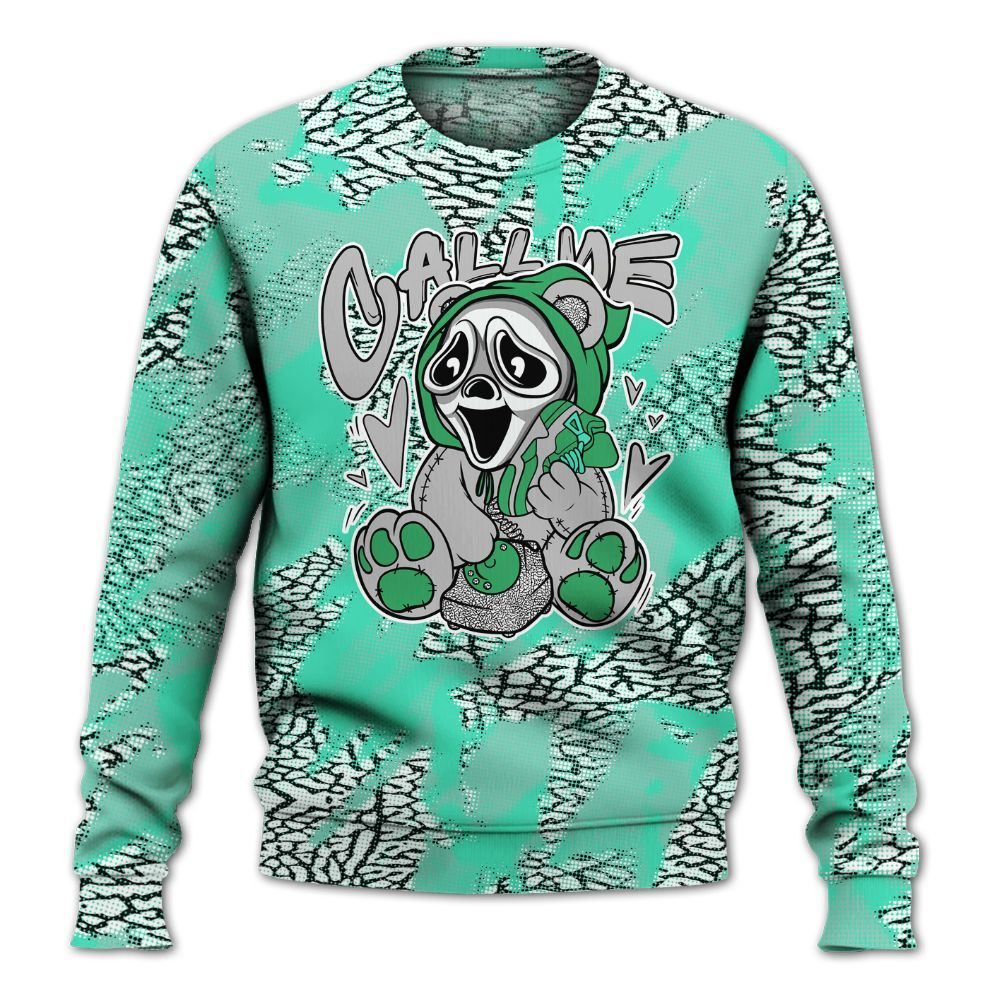 Sweatshirt To Match Black Green Glow 3s - Call Me Bear Abstract Halftone All Over Print