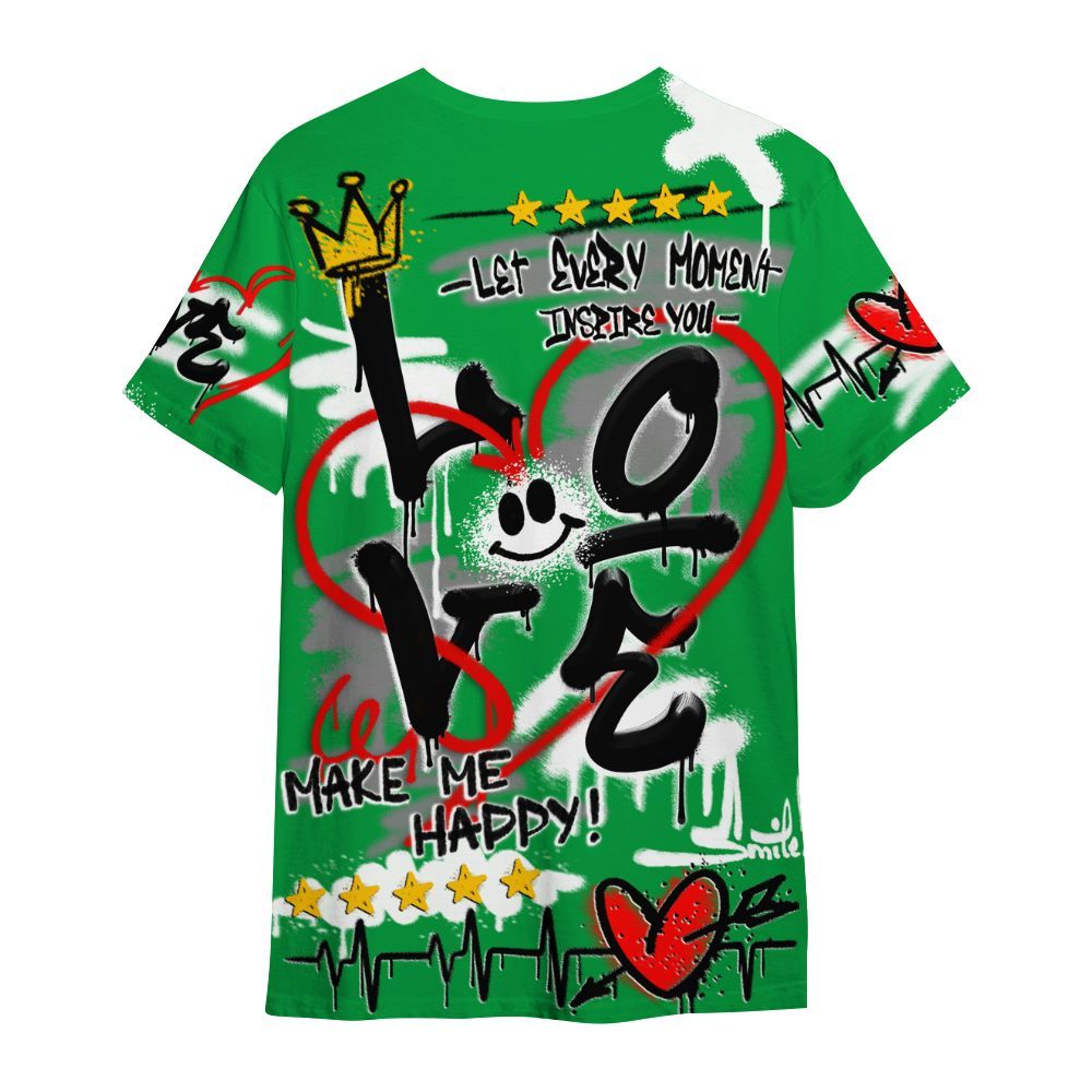 Shirt To Match Low Lucky Green 1s - Happy Love Beats Graffiti Streetwear All Over Print