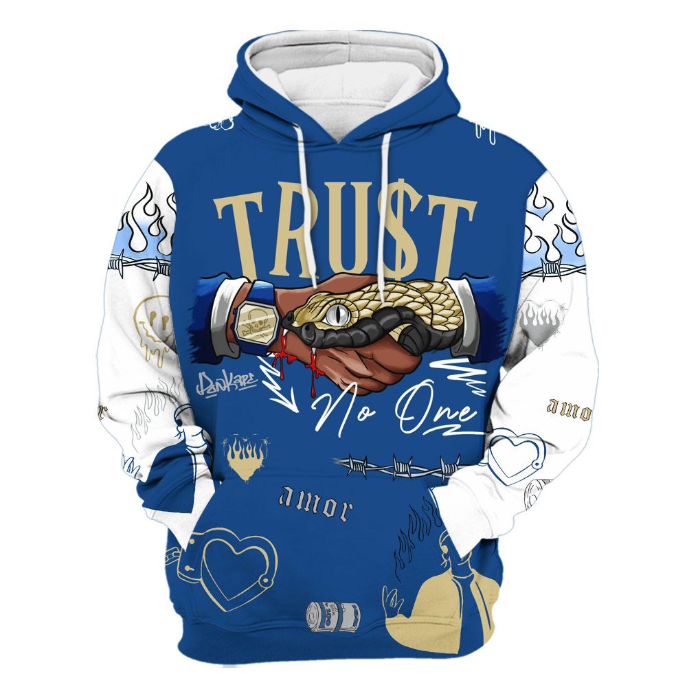Hoodie To Match Air Ship Royal Blue - Snake Trust No One All Over Print