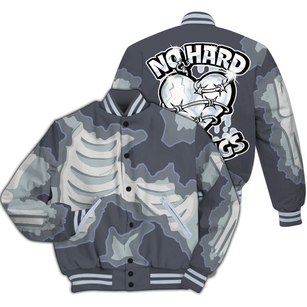 Varsity Jacket To Match Retro Wolf Grey 5s - Hard Feeling Graphic Heart Break All Over Print