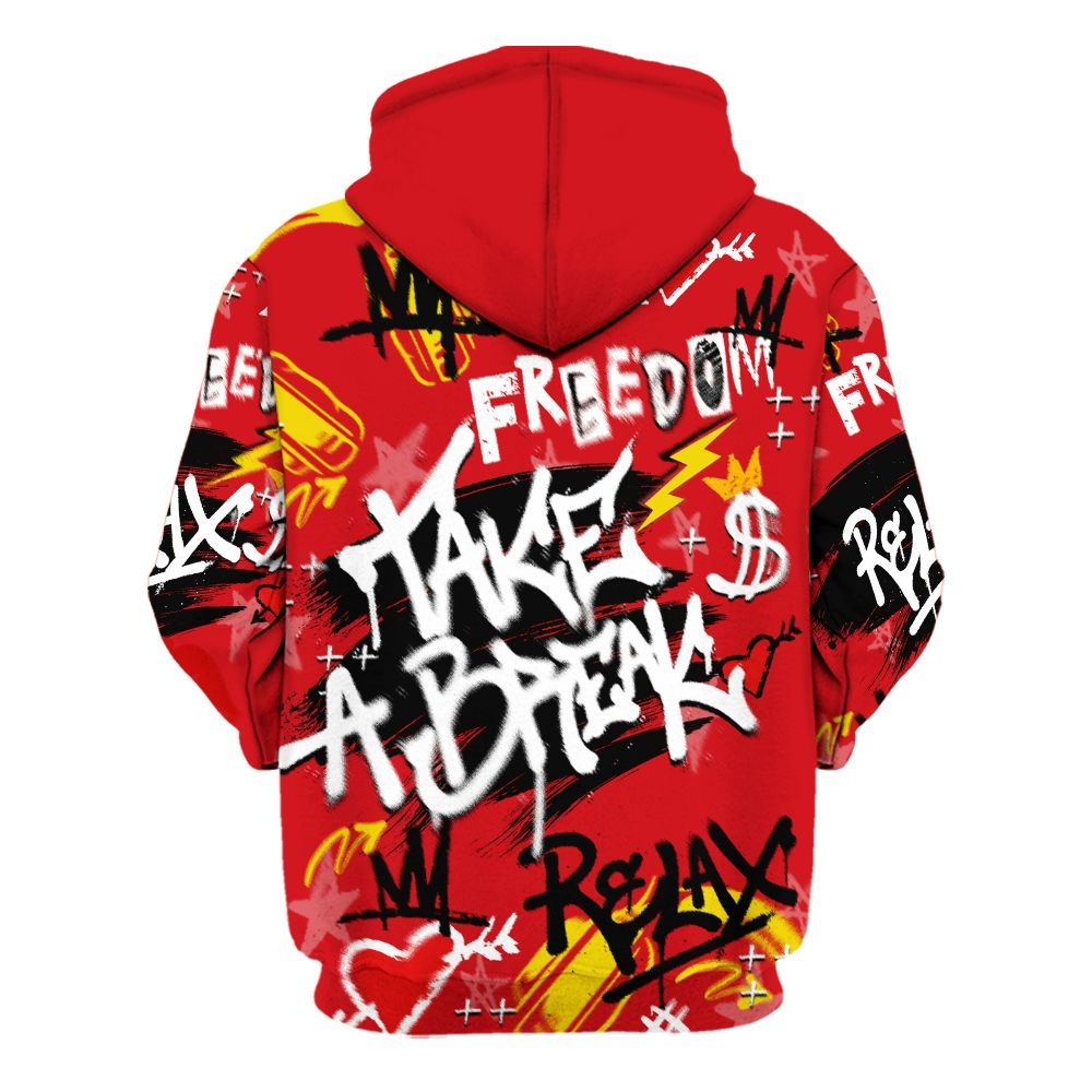 Hoodie To Match Ferrari 14s - Take Break Freedom Graffiti Streetwear All Over Print