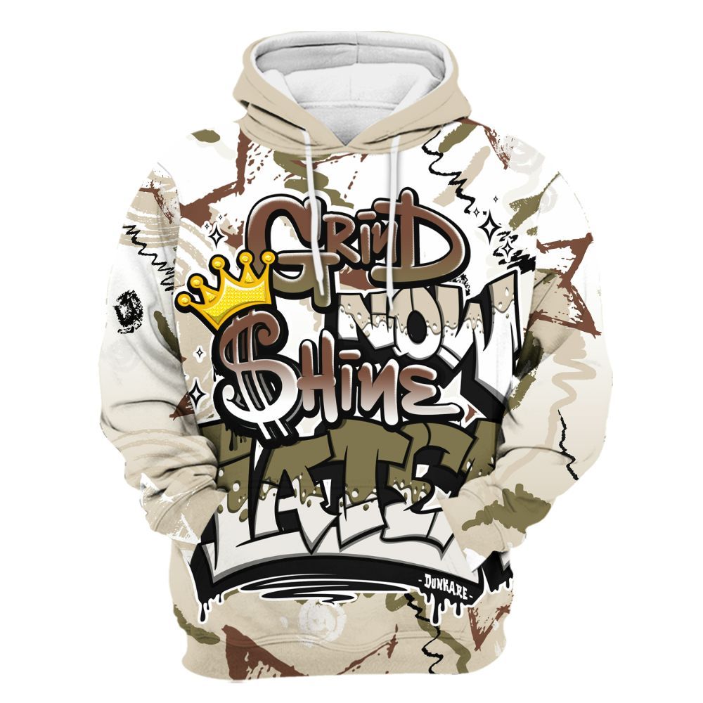 Hoodie To Match Sail Neutral Olive 6s - Grind Shine Later Drip All Over Print