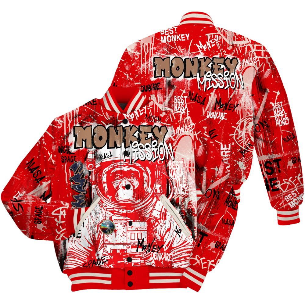 Varsity Jacket To Match Low OG Howard University 1s Shirt, Monkey Misson Space All Over Print