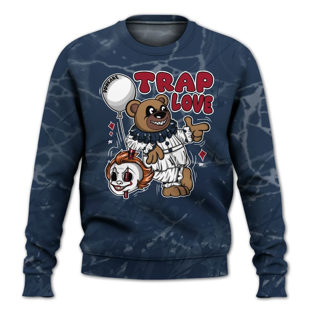 Sweatshirt To Match White Midnight Navy 6s - Trap Loves Bear Profound All Over Print