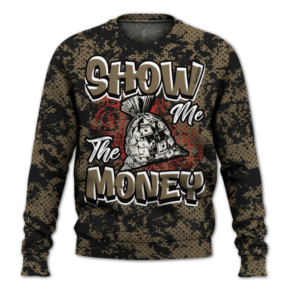 Sweatshirt To Match Olive 9s - Show Me The Money Retro All Over Print