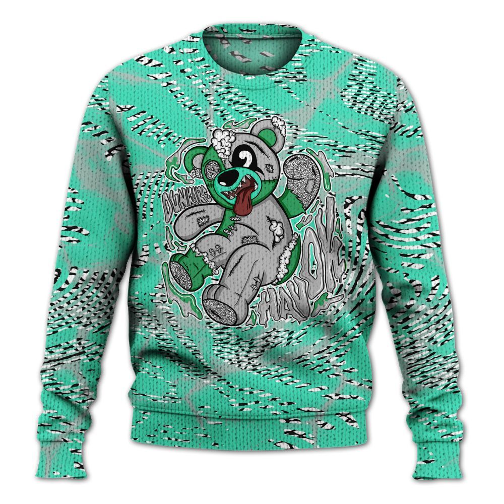 Knitted Sweater To Match Black Green Glow 3s - Havok Bear