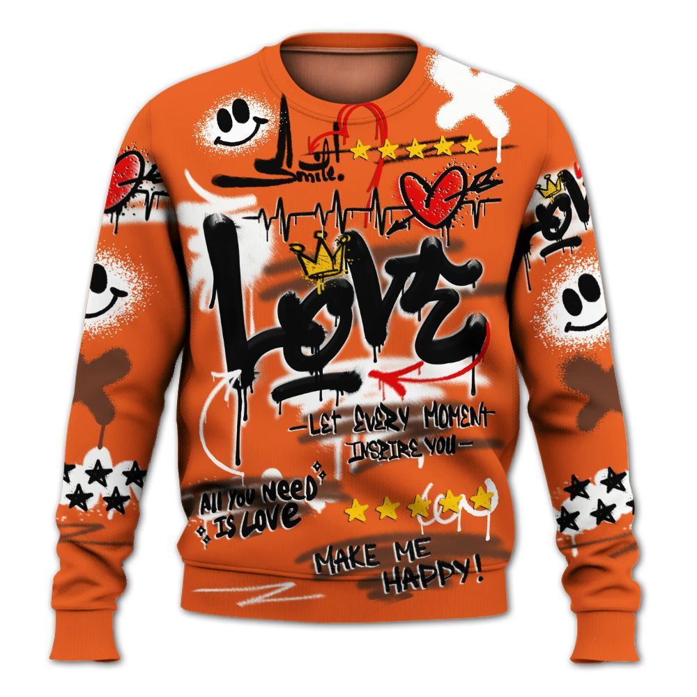 Sweatshirt To Match High OG Starfish 1s - Happy Love Beats Graffiti Streetwear All Over Print