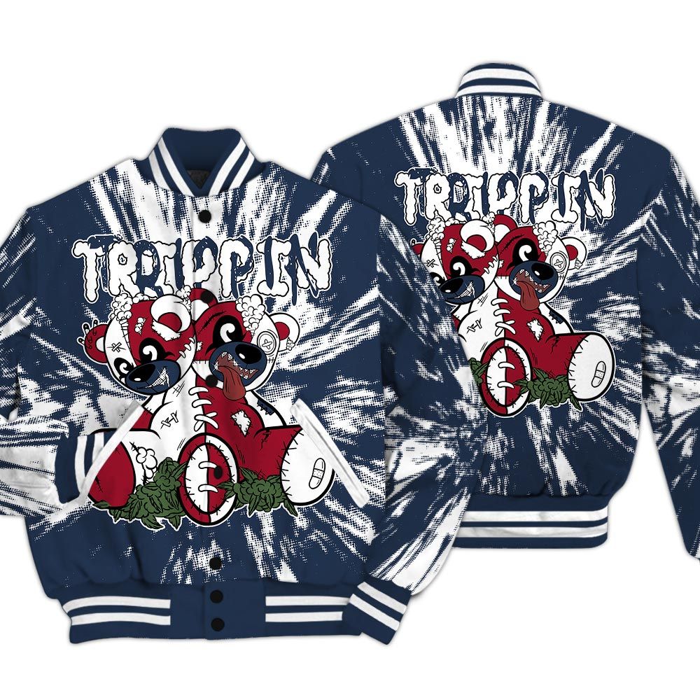 Varsity Jacket To Match Navy Blue 2024 6s - Trippin Bear Luxury Varsity Jacket Unisex