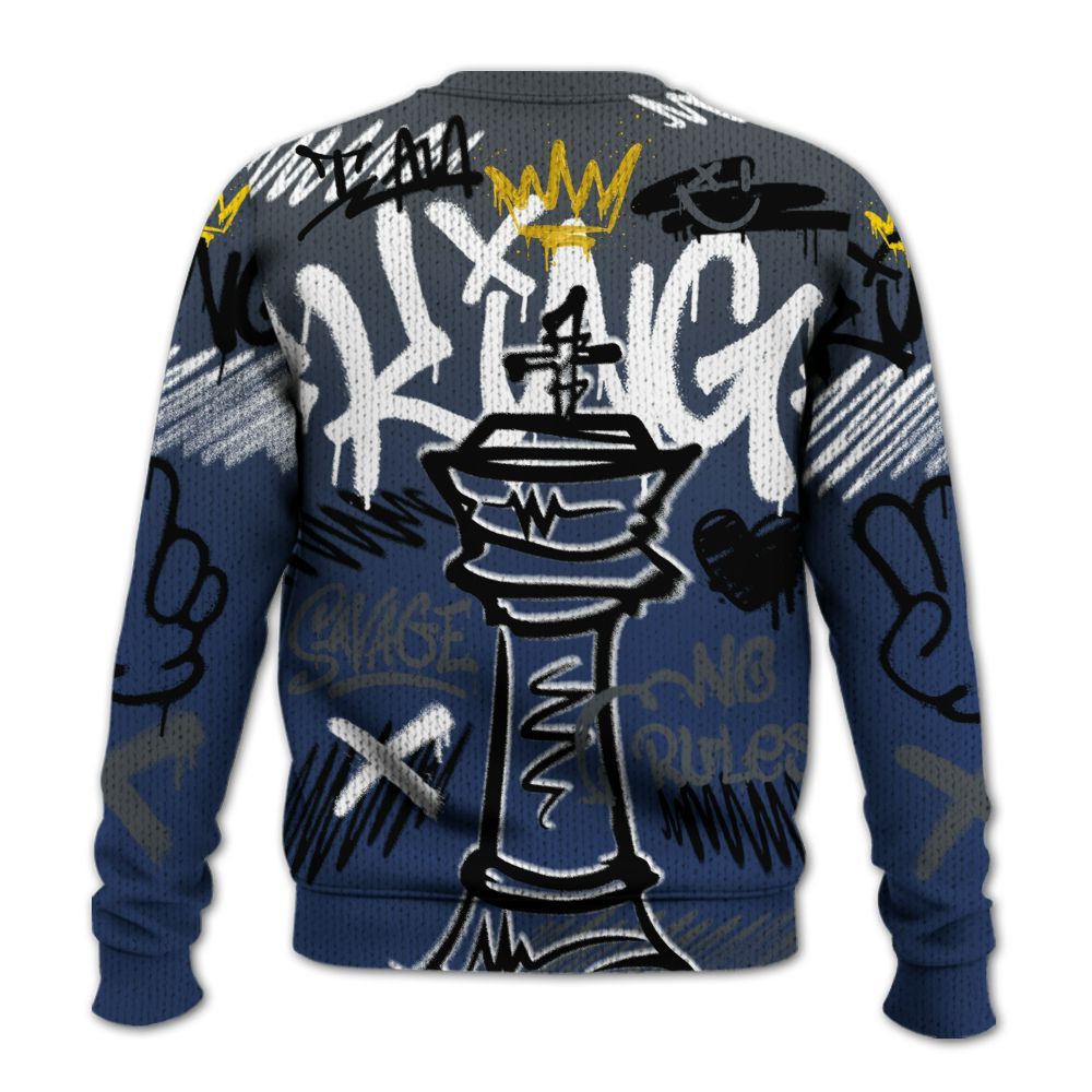 Knitted Sweater To Match Retro Flint 13s - Street King Chess Streetwear